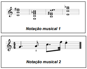 Observe as notações musicais: Descrição de imagem São nota
